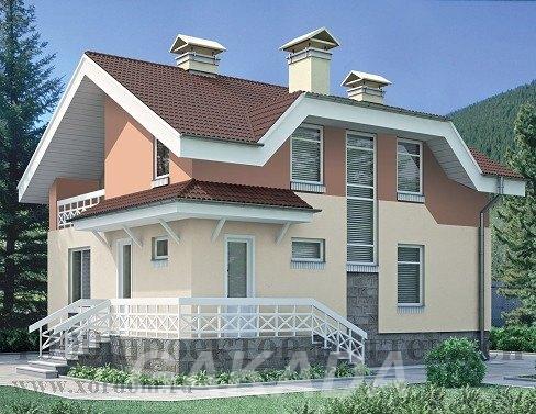 Проект двухэтажного дома из кирпича 8 х 10 м с фигурной кр,  Москва