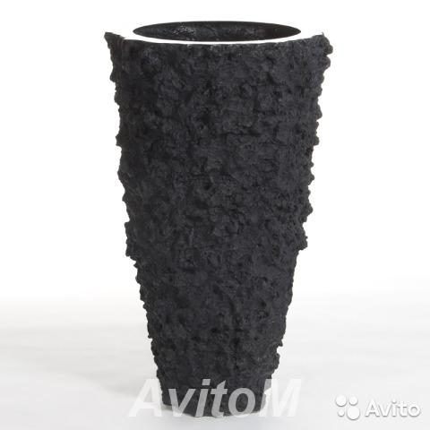 Кашпо vase black lava Fango large black, D62xH110с,  Москва