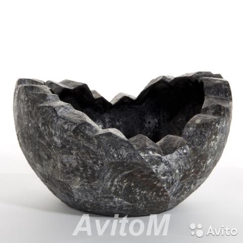 Кашпо bowl black tab shell cracked - wavy bowl BLA,  Москва