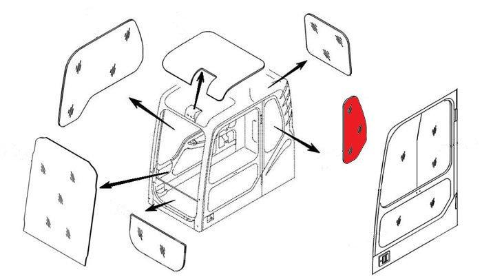 Стекло кабины левое за дверью триплекс 4651657 HITACHI сер,  Екатеринбург