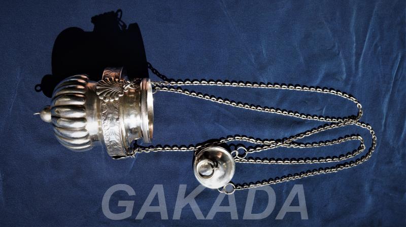 Старинная подвесная серебряная лампада в стиле Классицизм, Вся Россия